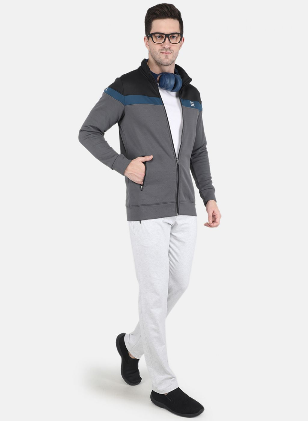 Rock.it Men Grey Solid Sweatshirt