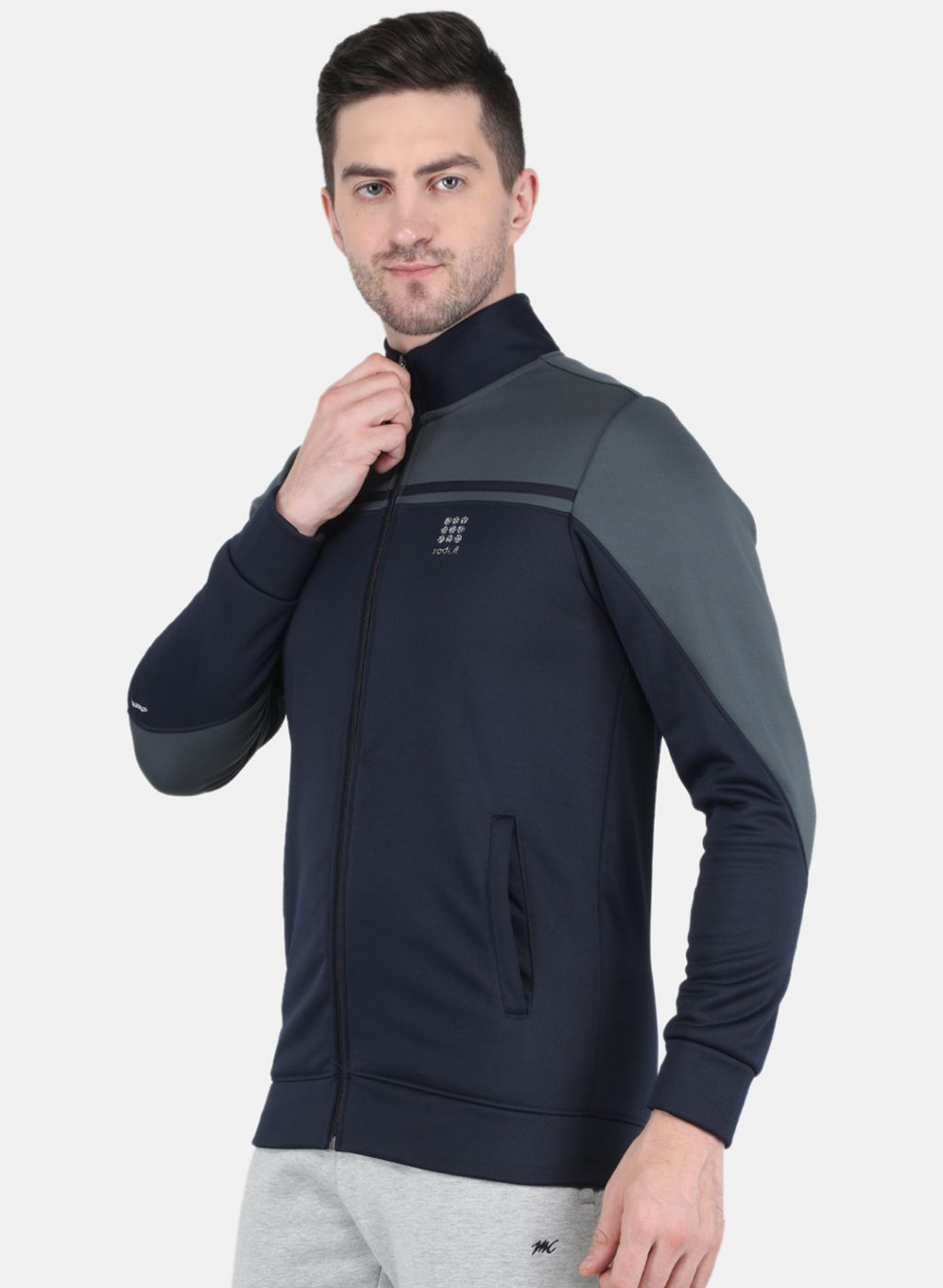 Rock.it Men Navy Blue Solid Sweatshirt