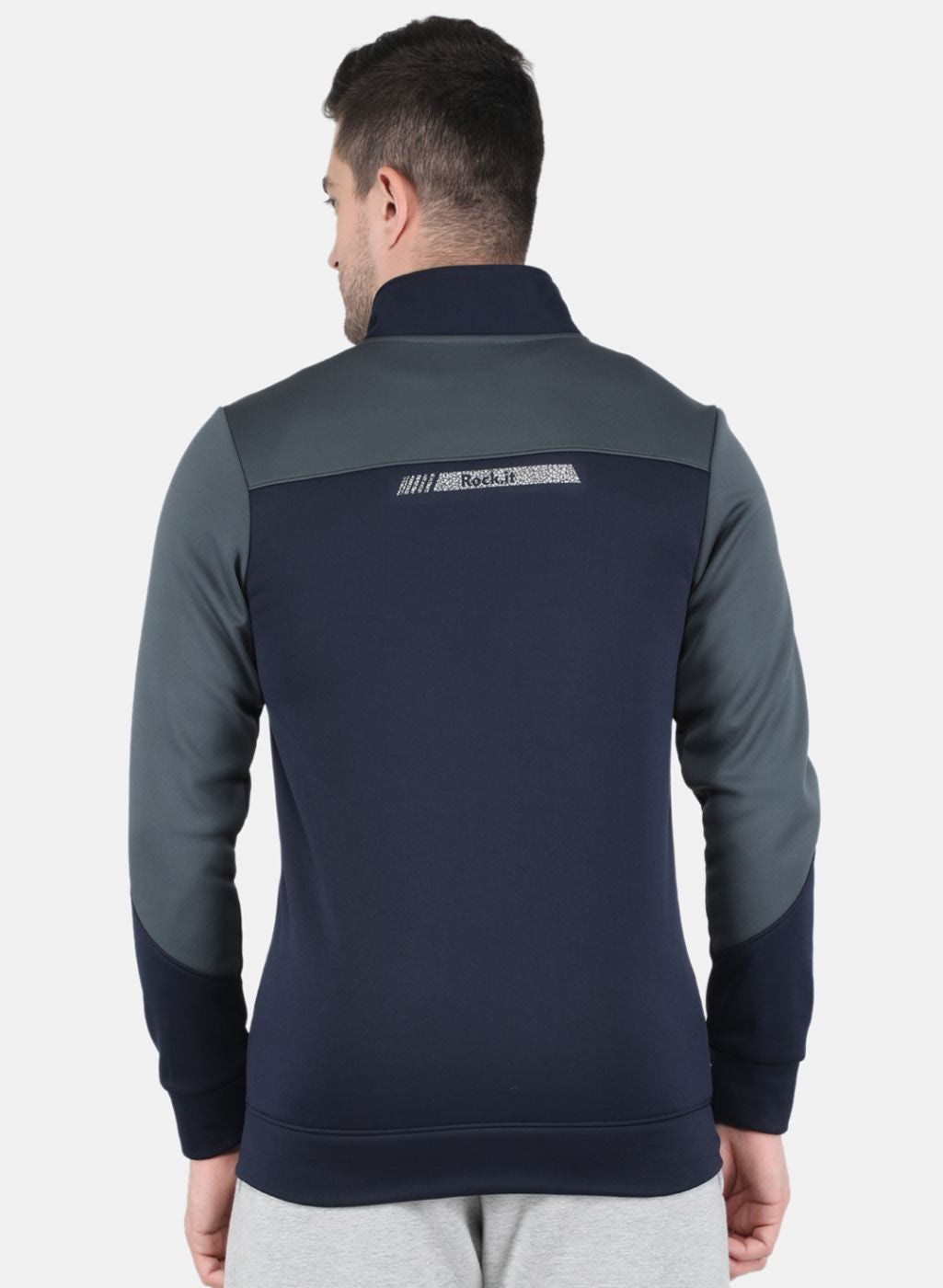 Rock.it Men Navy Blue Solid Sweatshirt