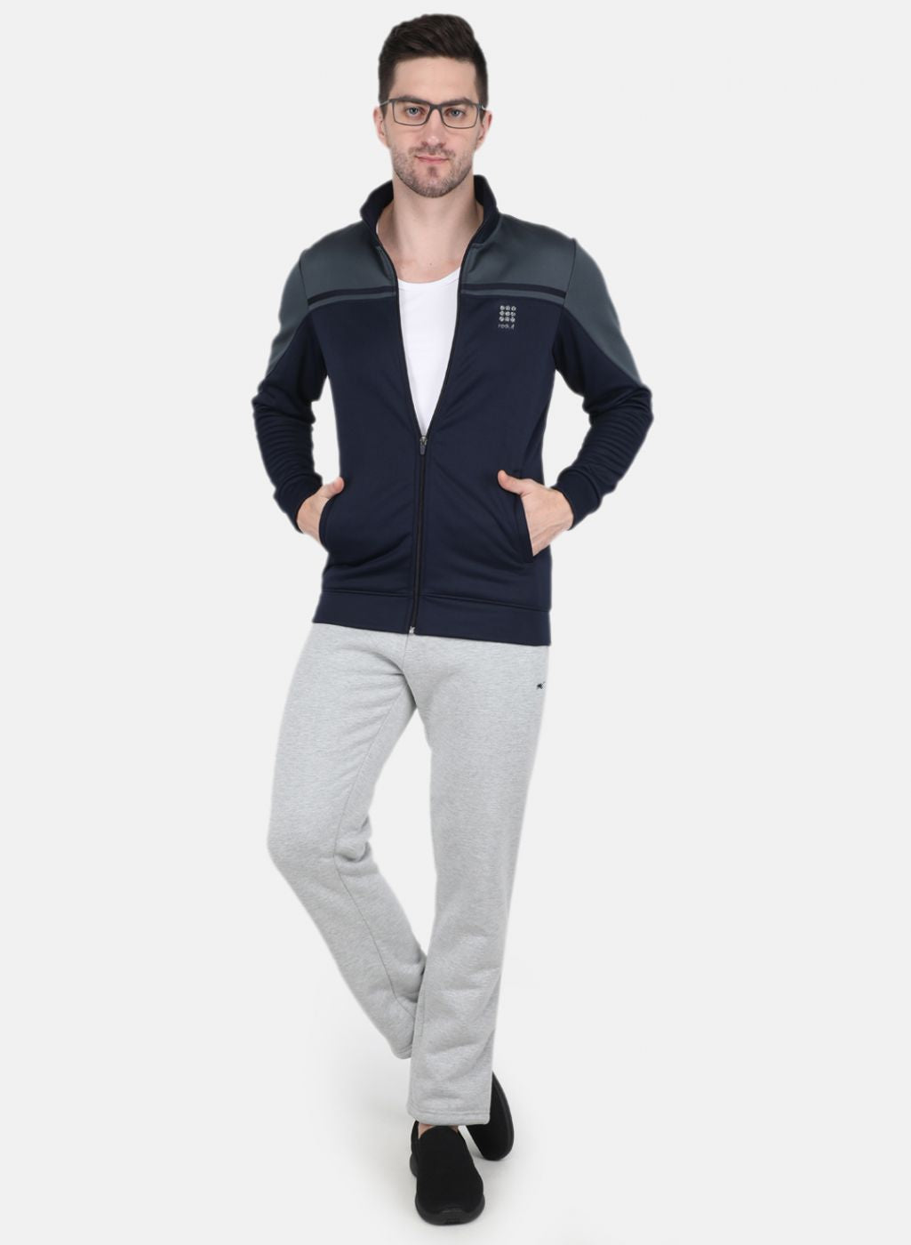 Rock.it Men Navy Blue Solid Sweatshirt