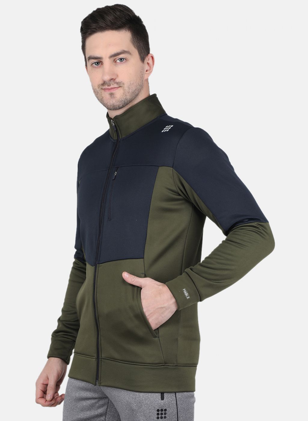 Rock.it Men Olive Solid Sweatshirt