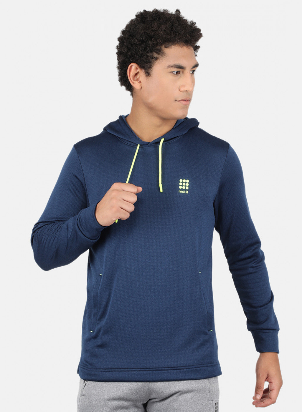 Rock.it Men Navy Blue Solid Sweatshirt