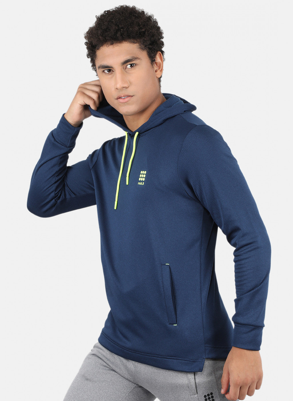 Rock.it Men Navy Blue Solid Sweatshirt