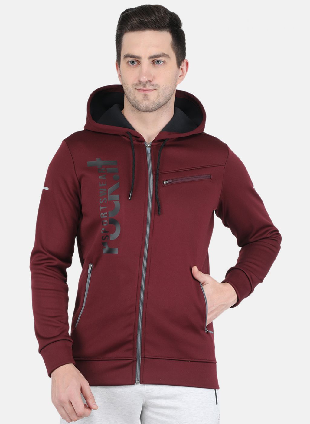 Rock.it Men Maroon Printed Sweatshirt