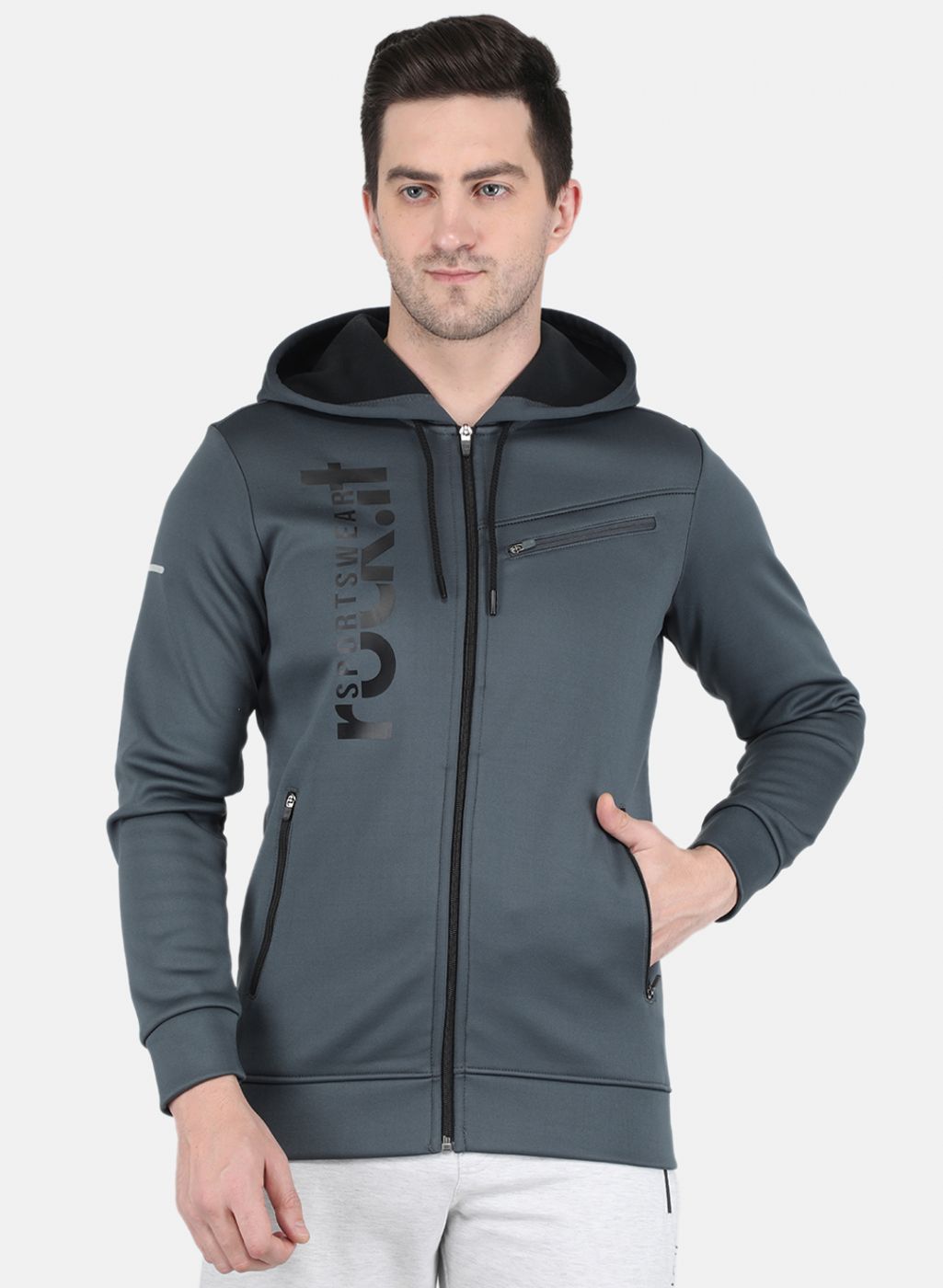 Rock.it Men Grey Printed Sweatshirt