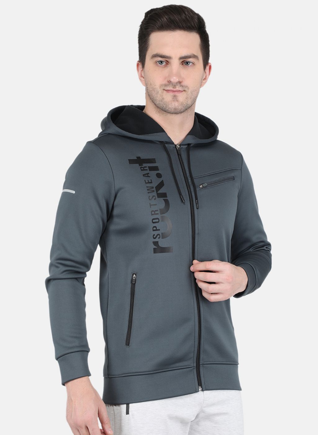 Rock.it Men Grey Printed Sweatshirt