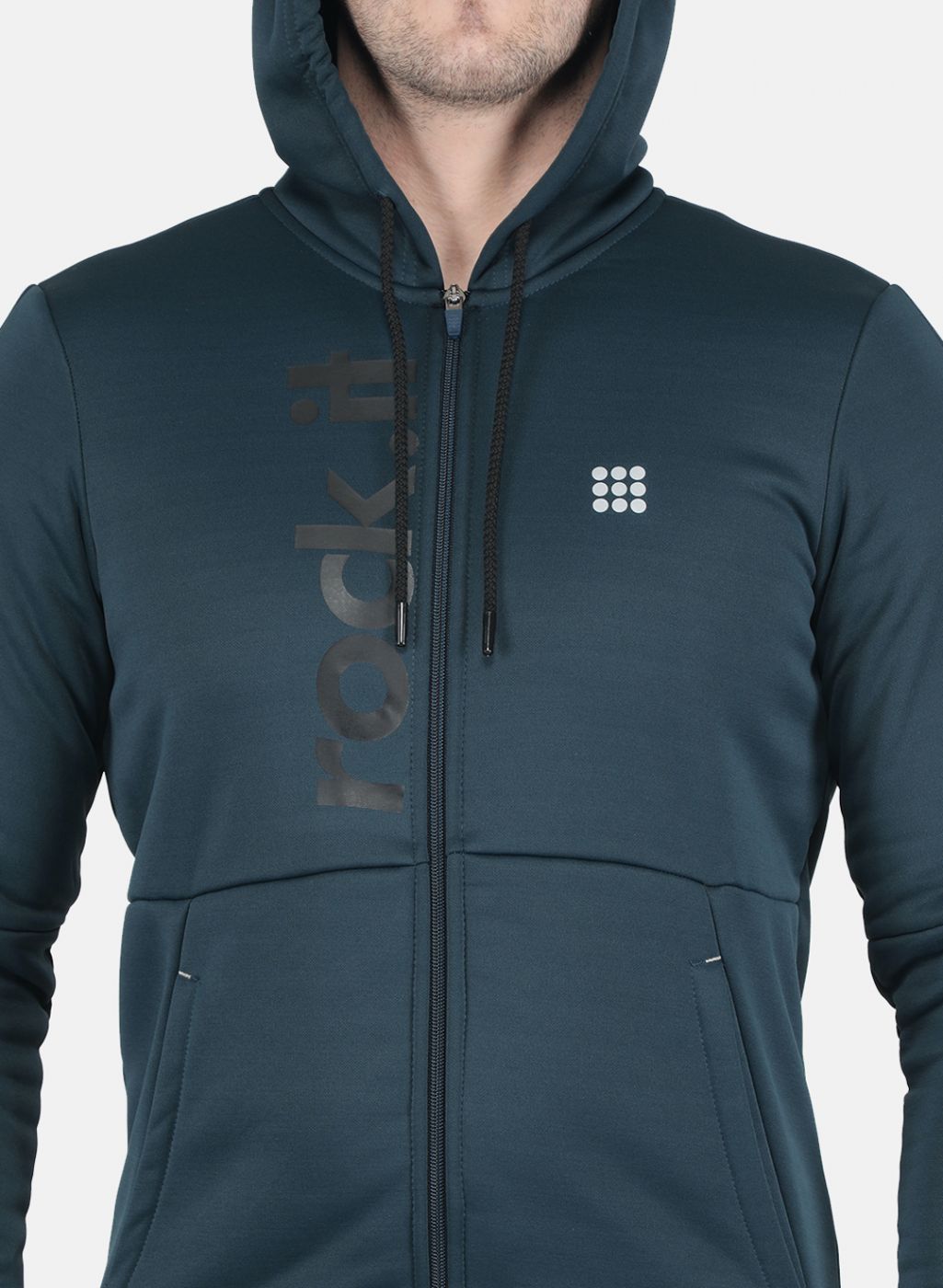 Rock.it Men Teal Blue Printed Sweatshirt