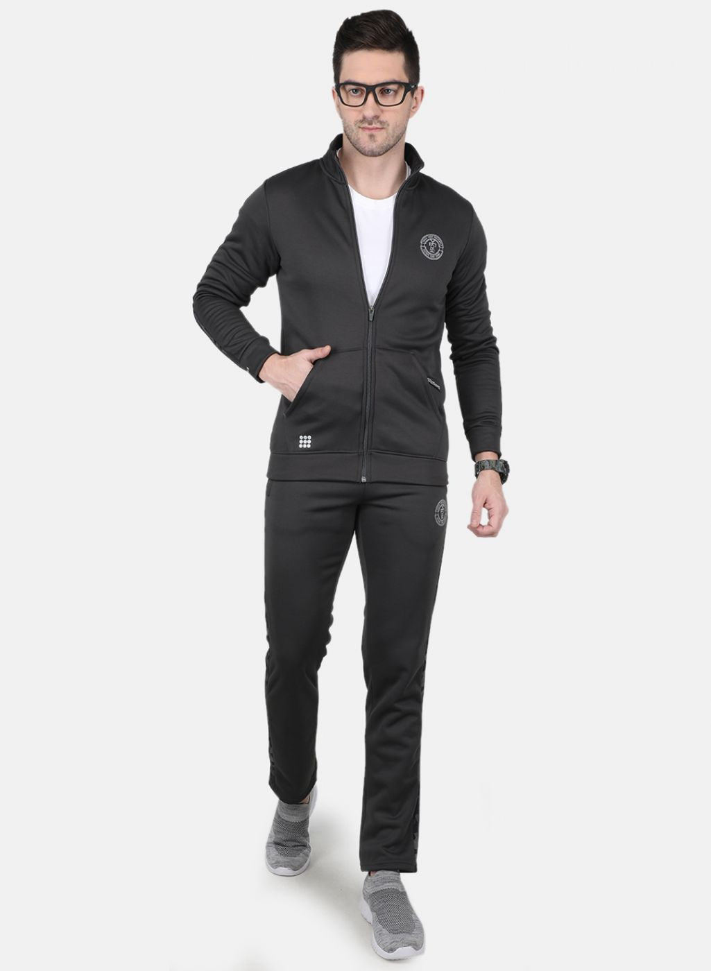 Rock.it Men Grey Solid Tracksuit