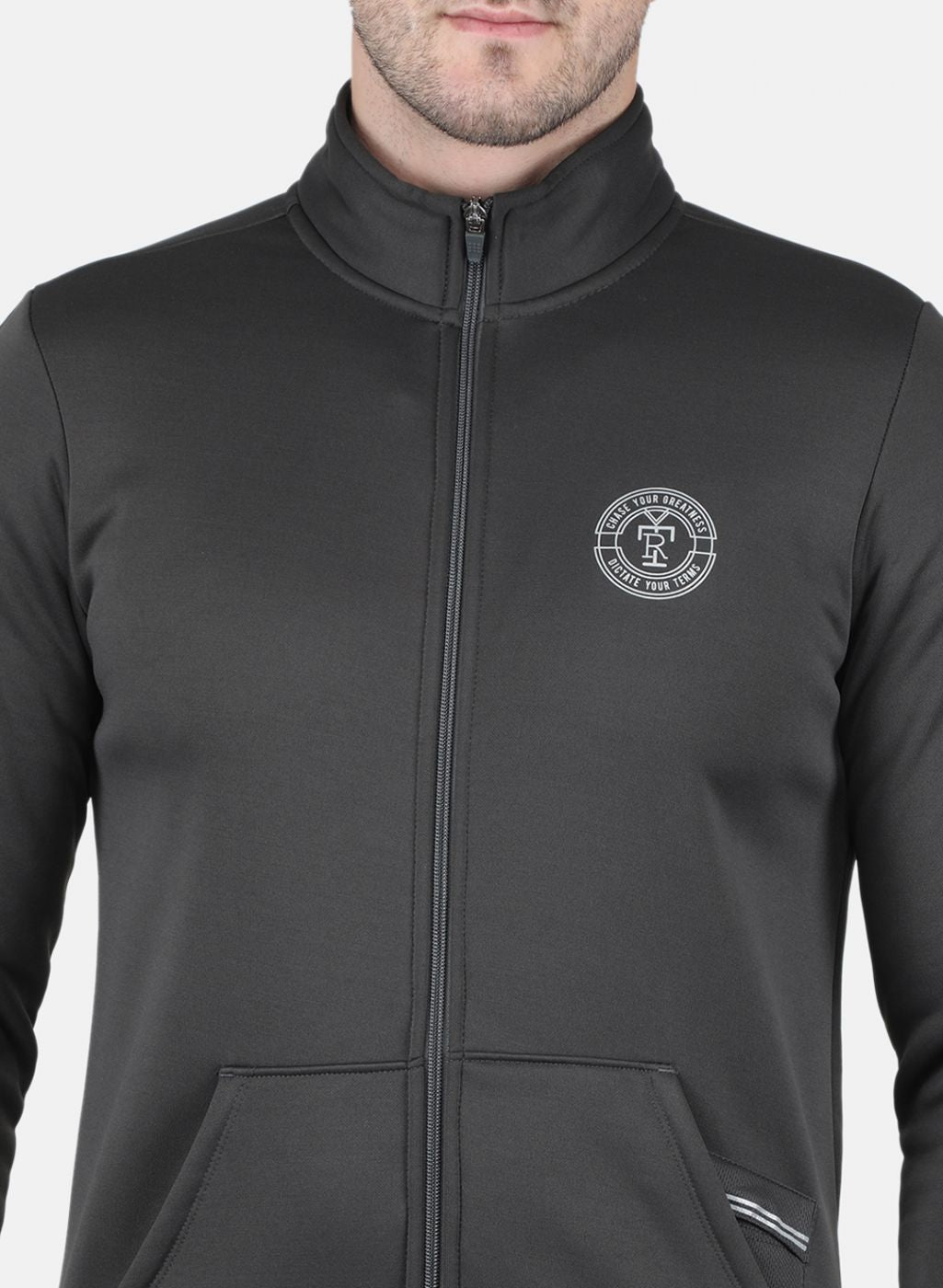 Rock.it Men Grey Solid Tracksuit