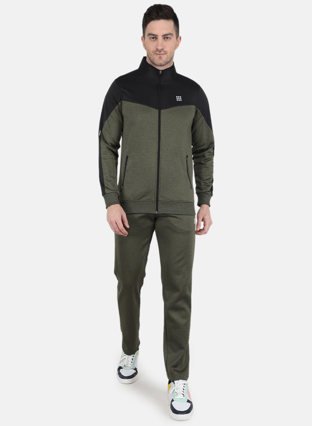Rock.it Men Olive Solid Tracksuit