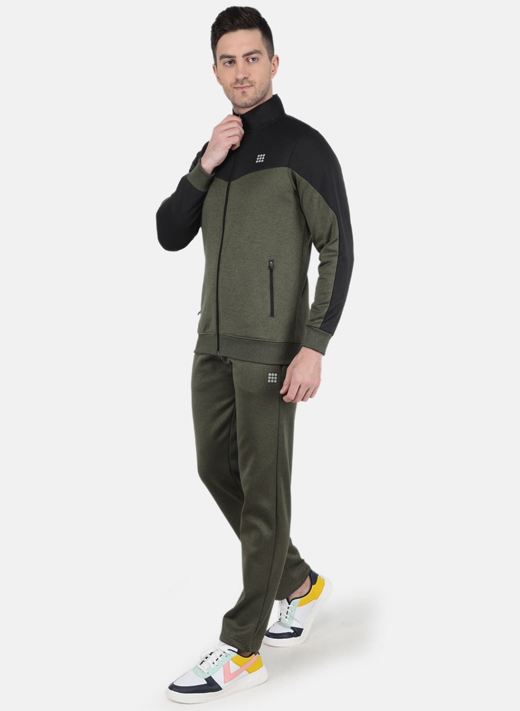 Rock.it Men Olive Solid Tracksuit