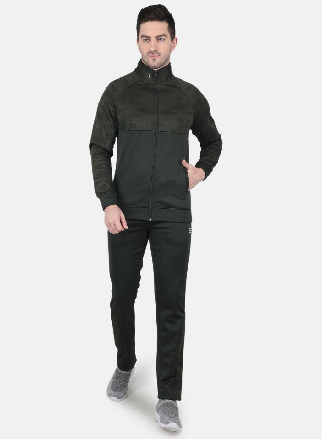 Rock.it Men Olive Self Design Tracksuit