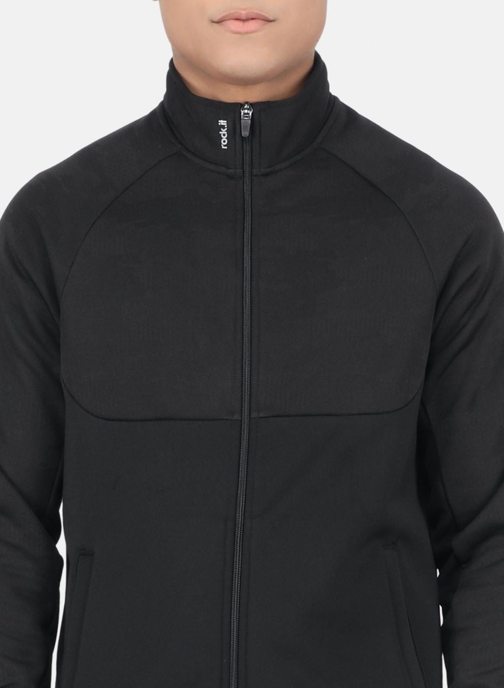 Rock.it Men Black Self Tracksuit