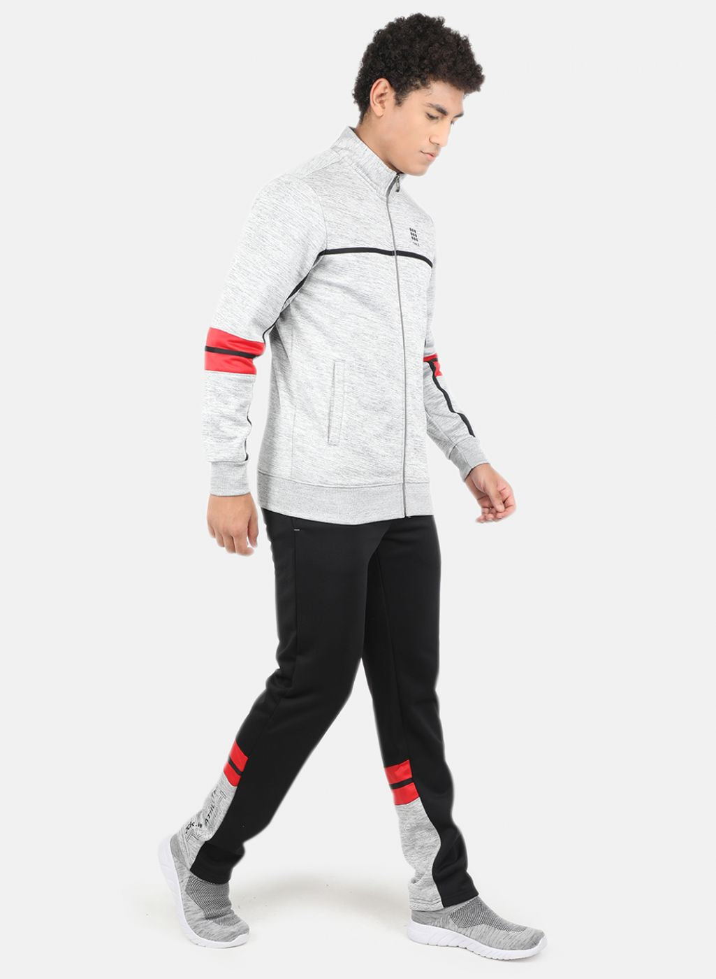 Rock.it Men Grey & Black Solid Tracksuit