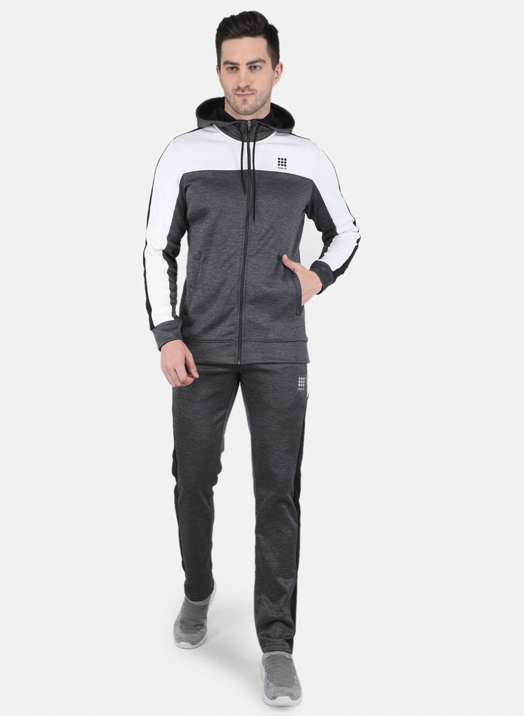 Rock.it Men Grey Self Design Tracksuit