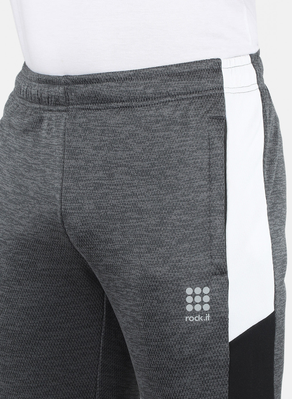 Rock.it Men Grey Self Design Tracksuit