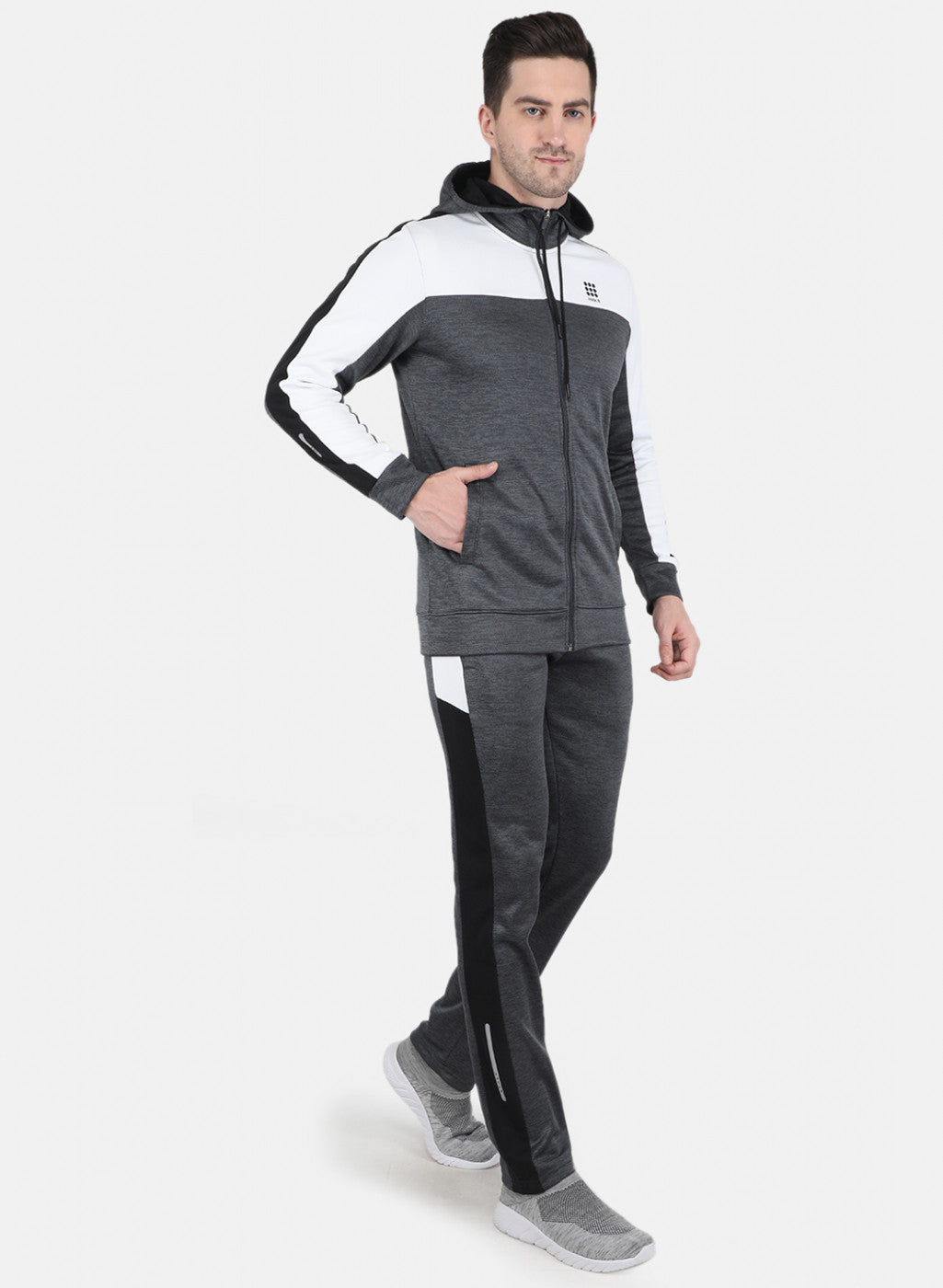 Rock.it Men Grey Self Design Tracksuit