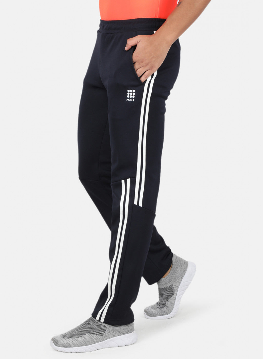 Rock.it Men Navy Blue Solid Trackpant