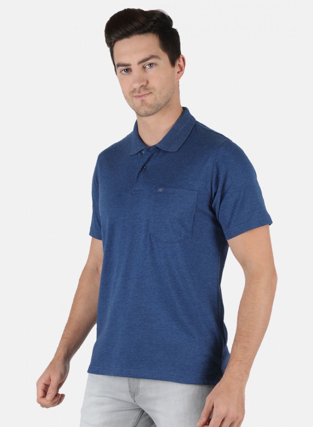 Men Blue Plain T-Shirt