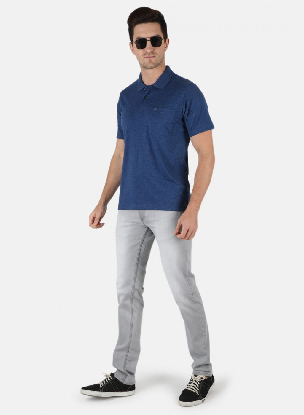 Men Blue Plain T-Shirt
