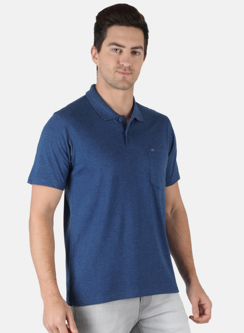 Men Blue Plain T-Shirt