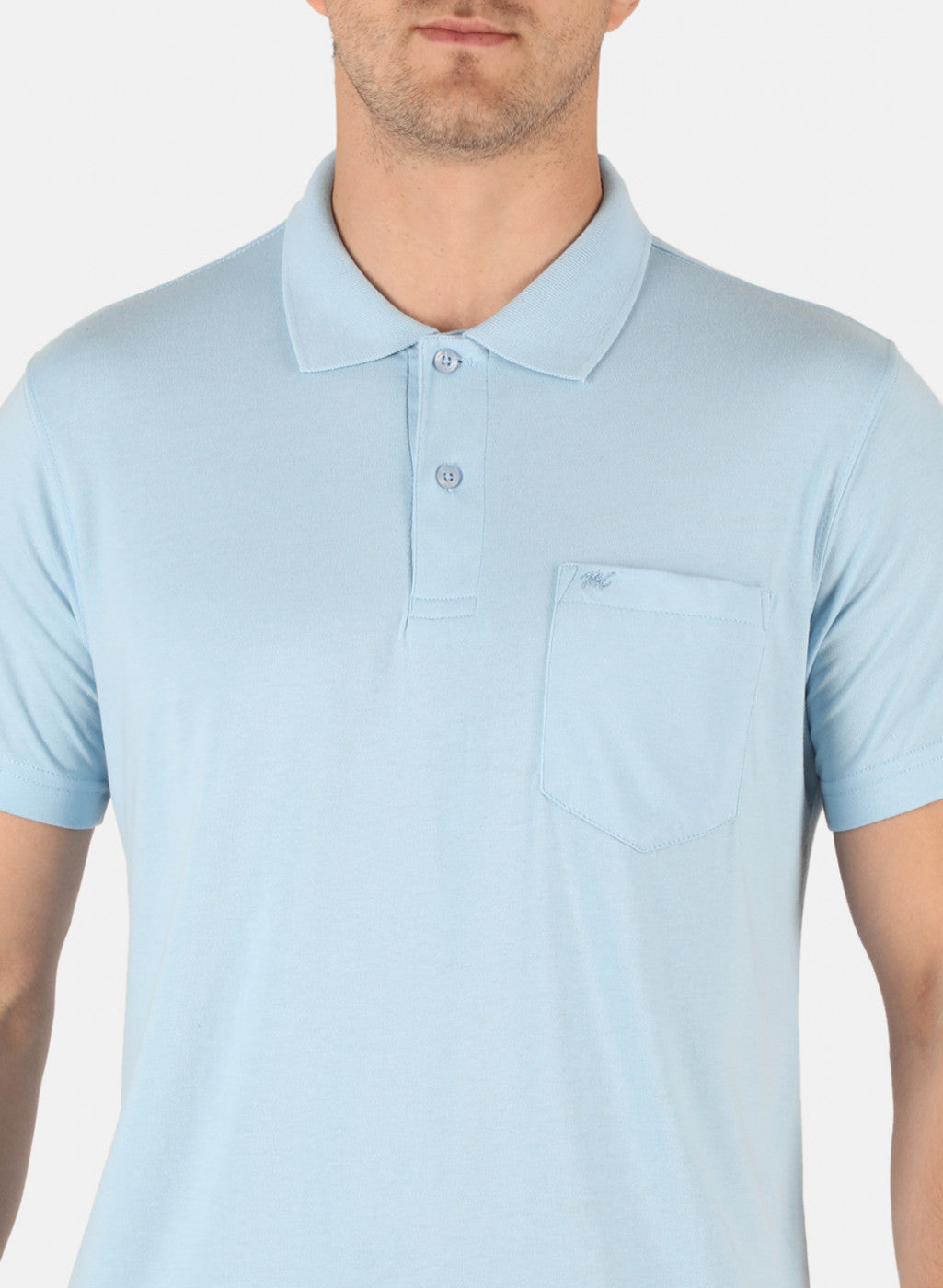 Men Sky Blue Plain T-Shirt