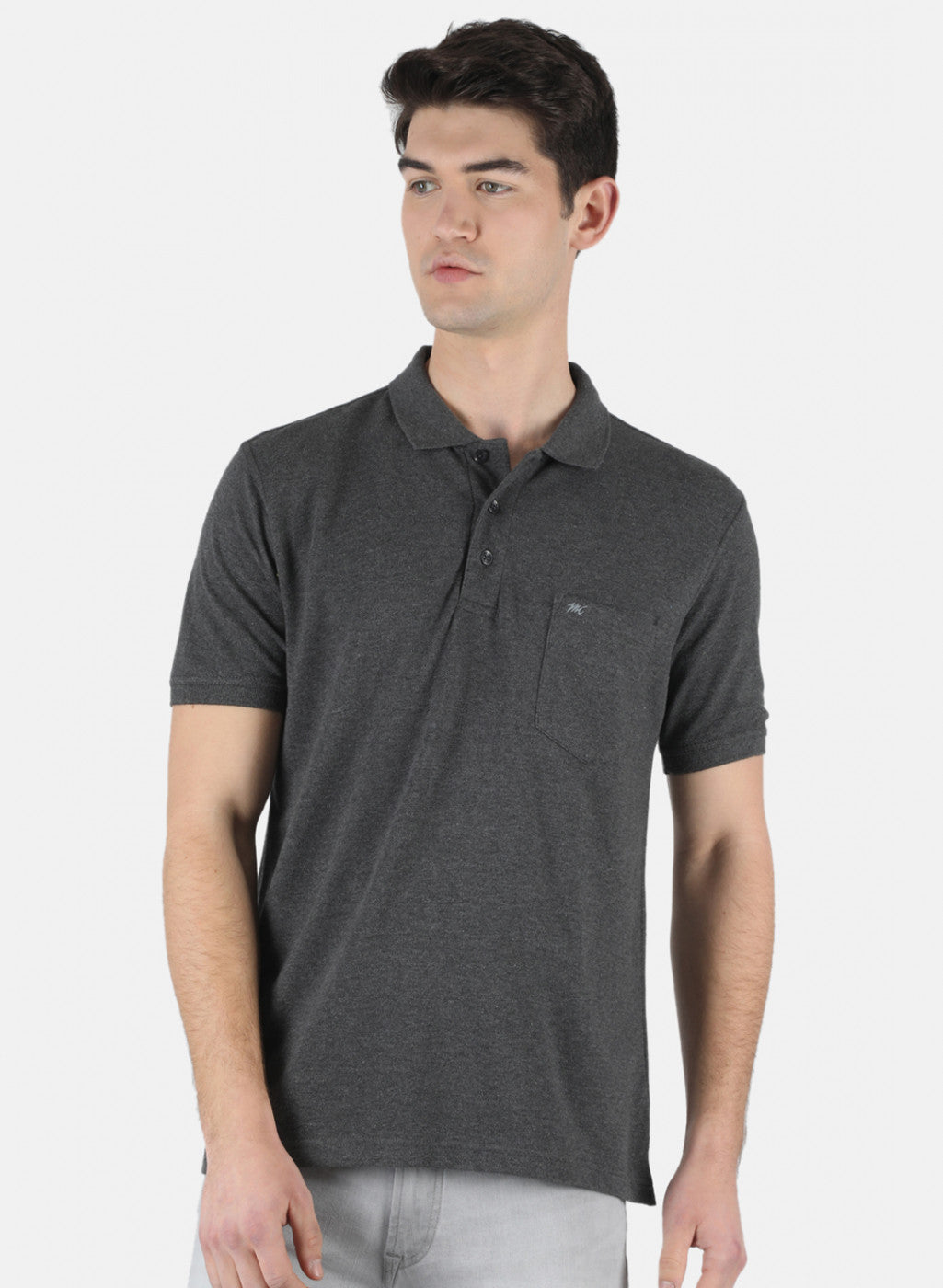 Men Grey Plain T-Shirt