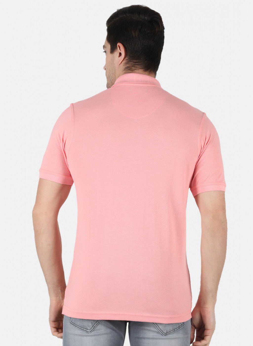 Men Pink Plain T-Shirt