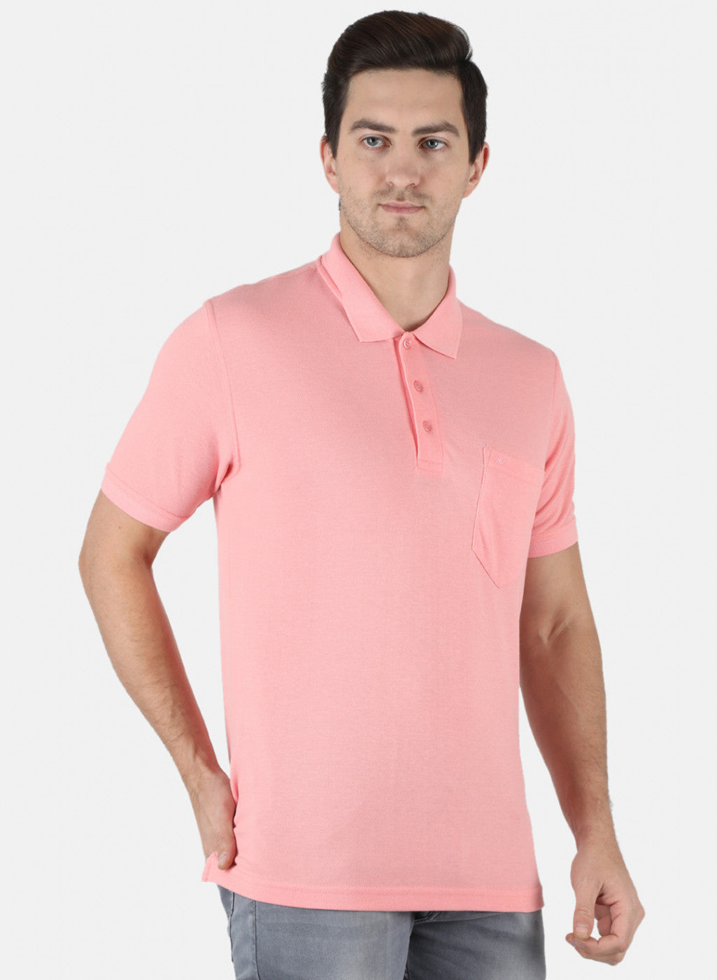 Men Pink Plain T-Shirt
