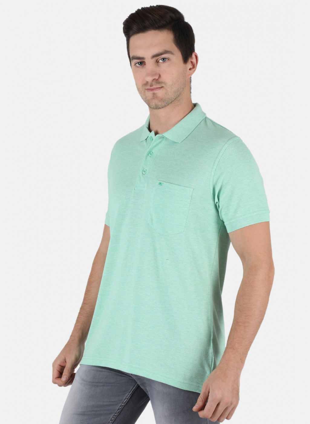 Men Green Plain T-Shirt
