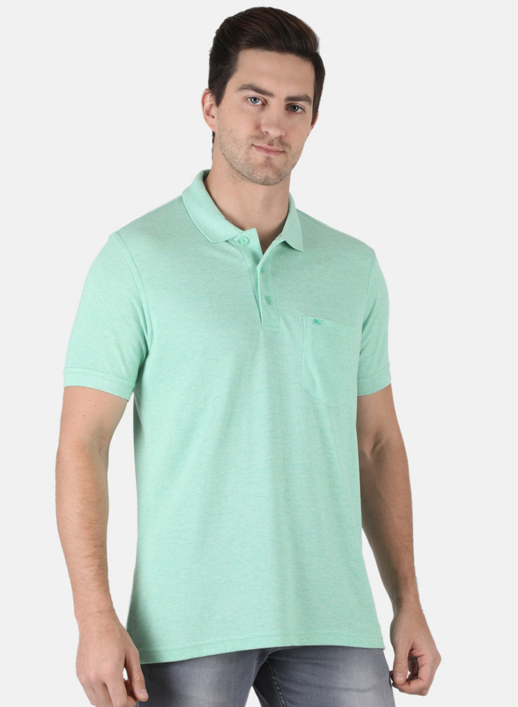 Men Green Plain T-Shirt