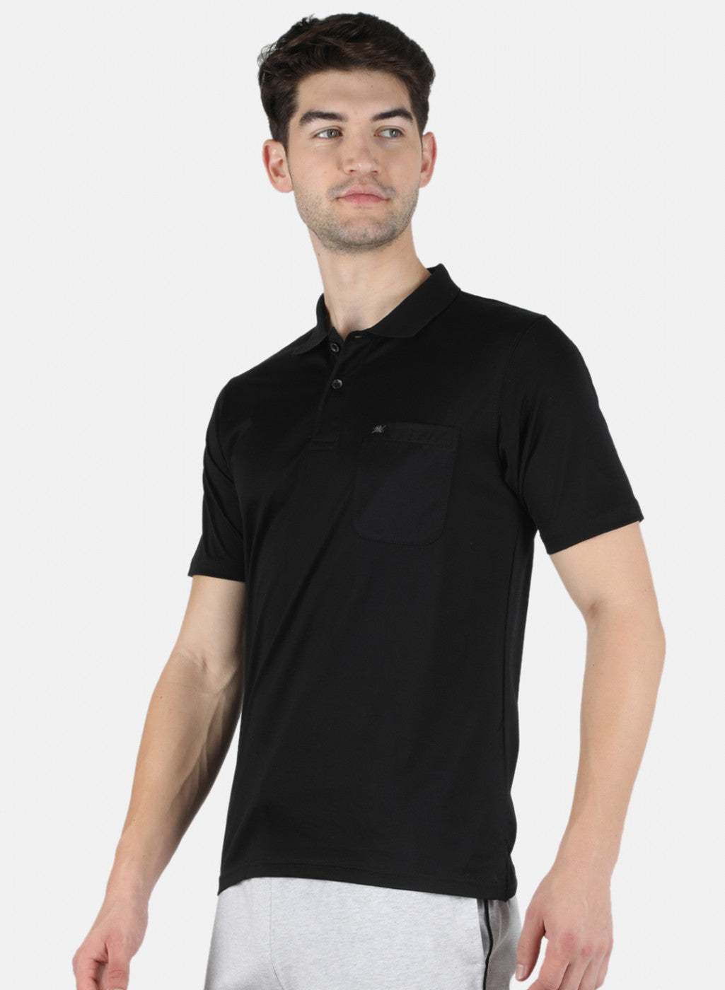 Men Black Plain T-Shirt