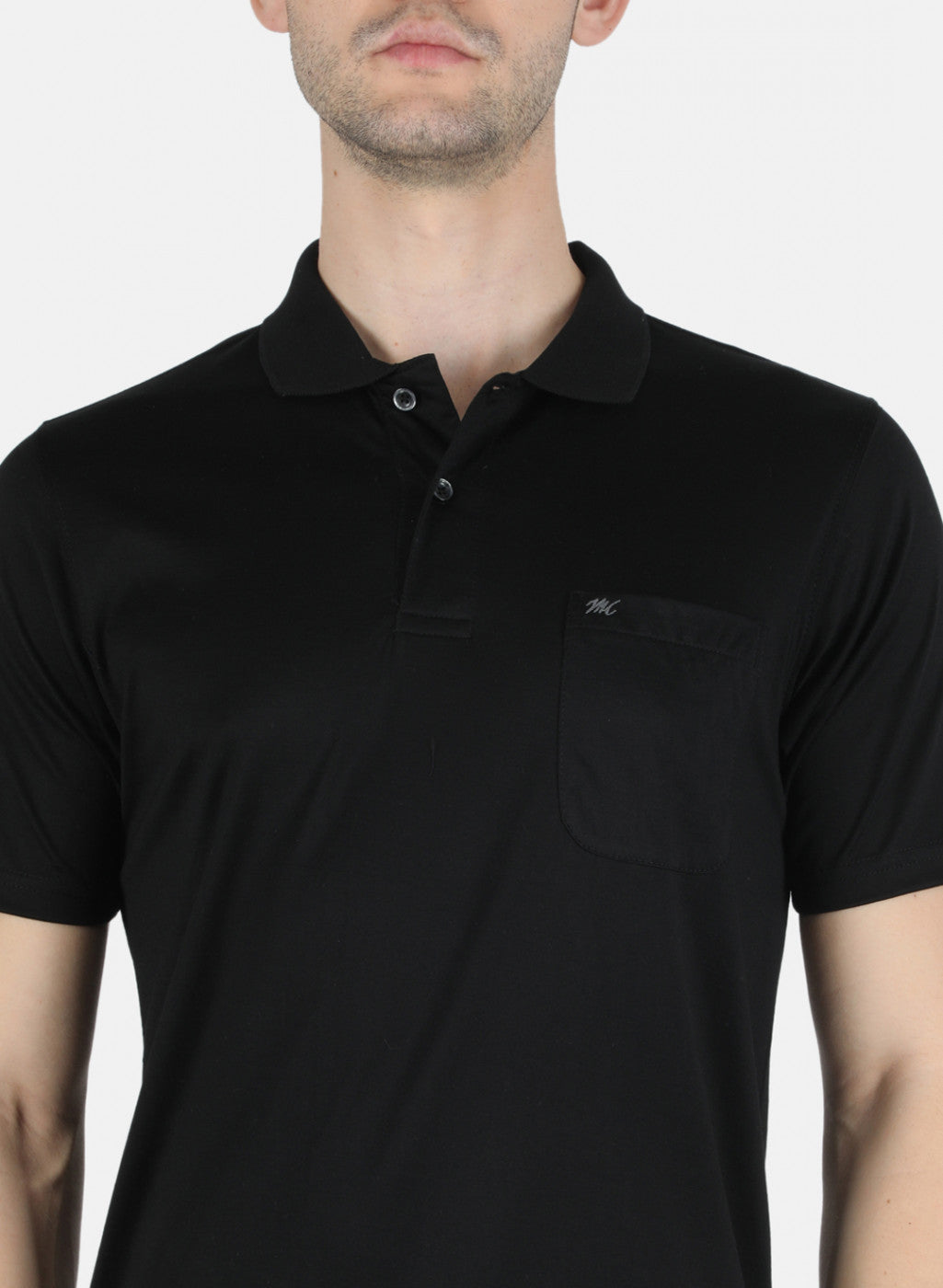 Men Black Plain T-Shirt