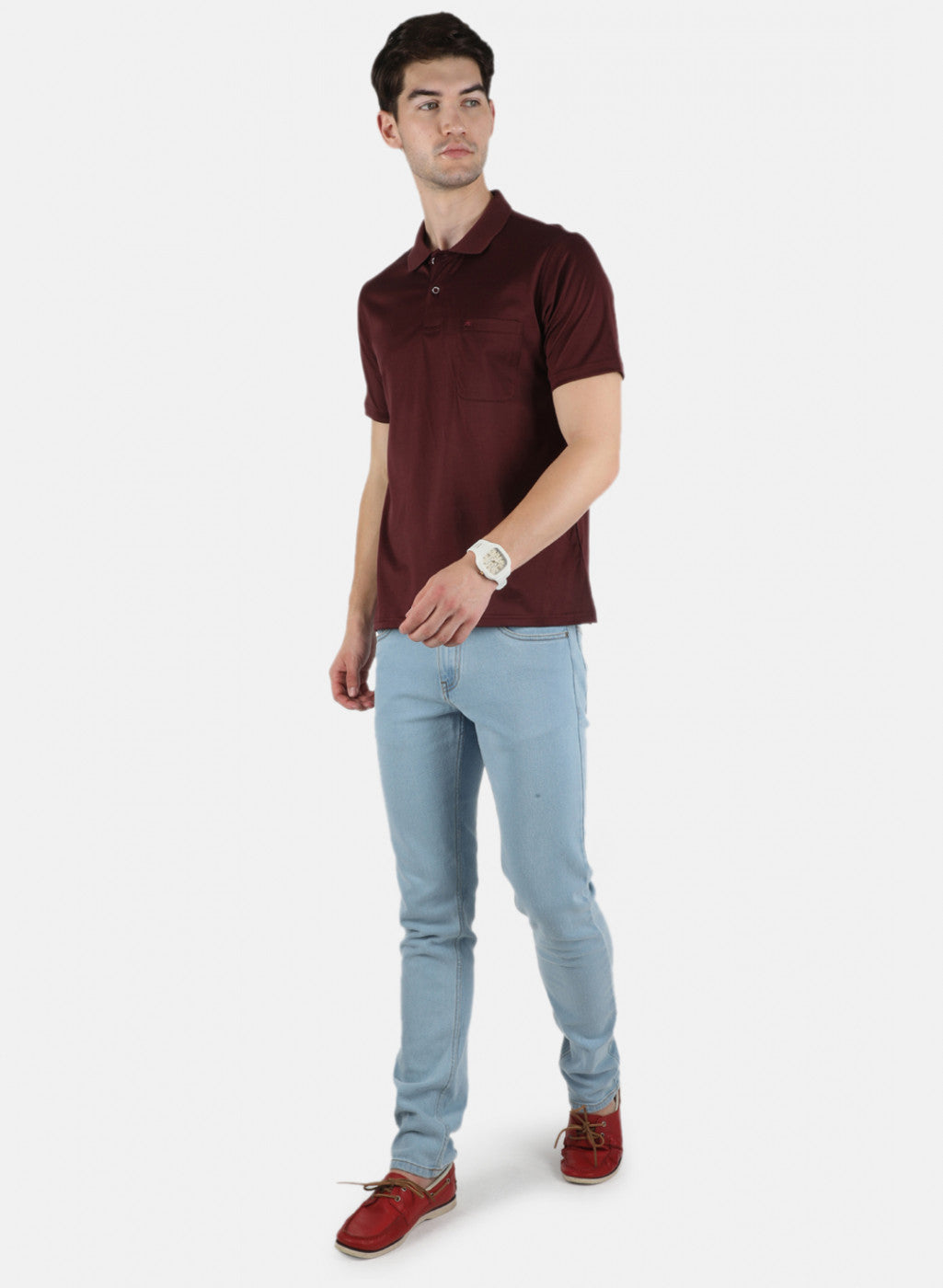 Men Maroon Plain T-Shirt