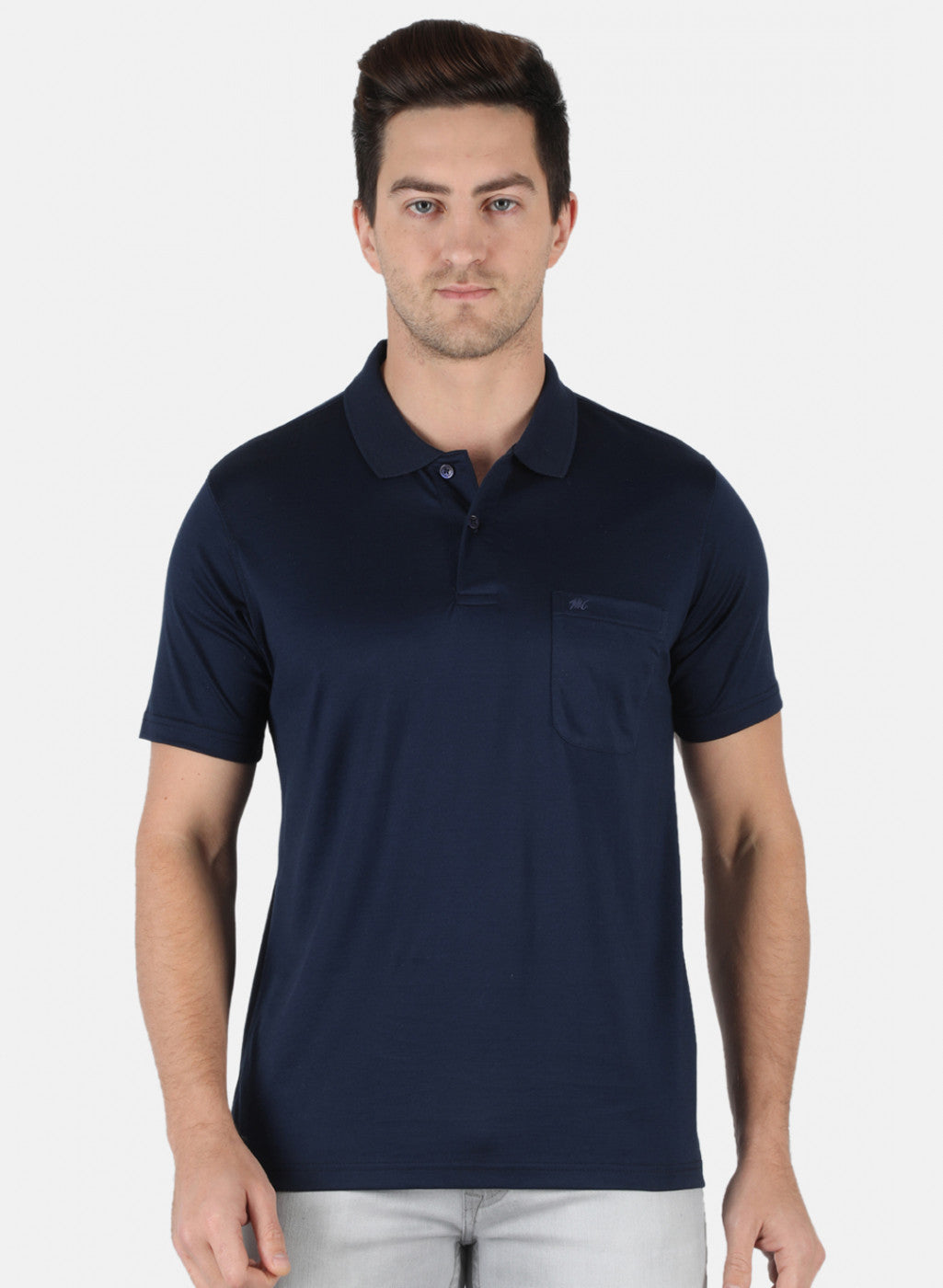 Men NAvy Blue Plain T-Shirt