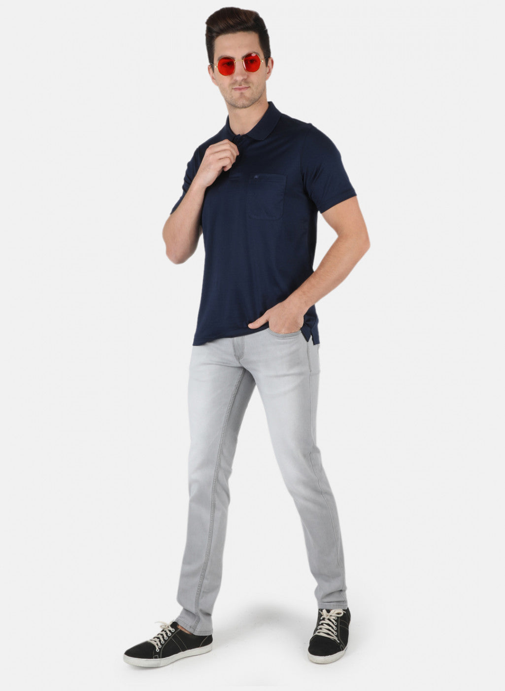Men NAvy Blue Plain T-Shirt