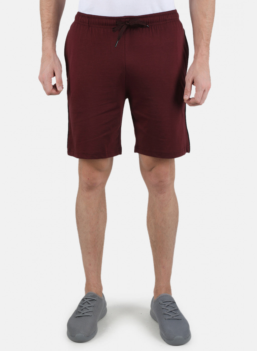 Men Maroon Plain Bermuda