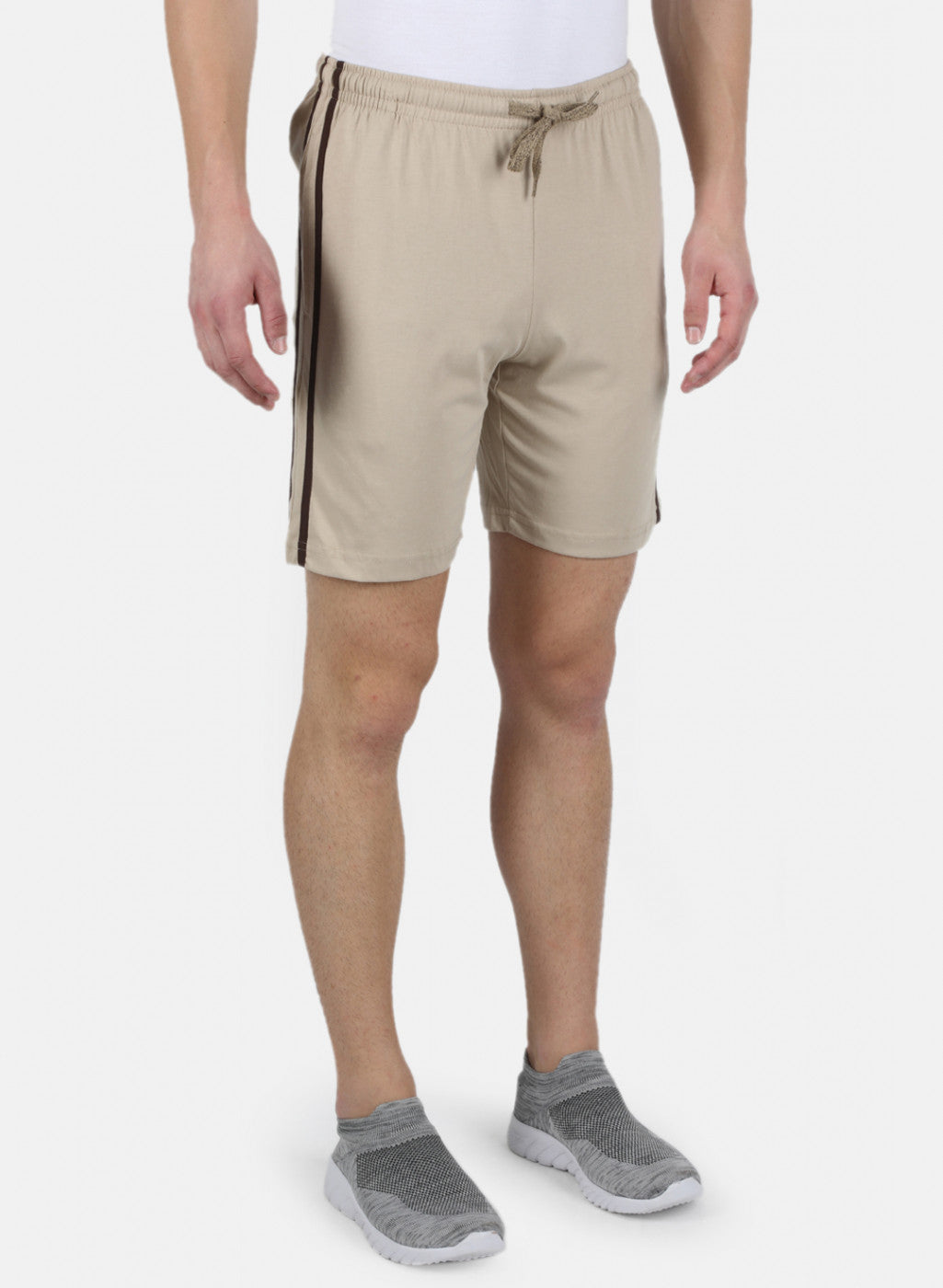 Men Beige Plain Bermuda