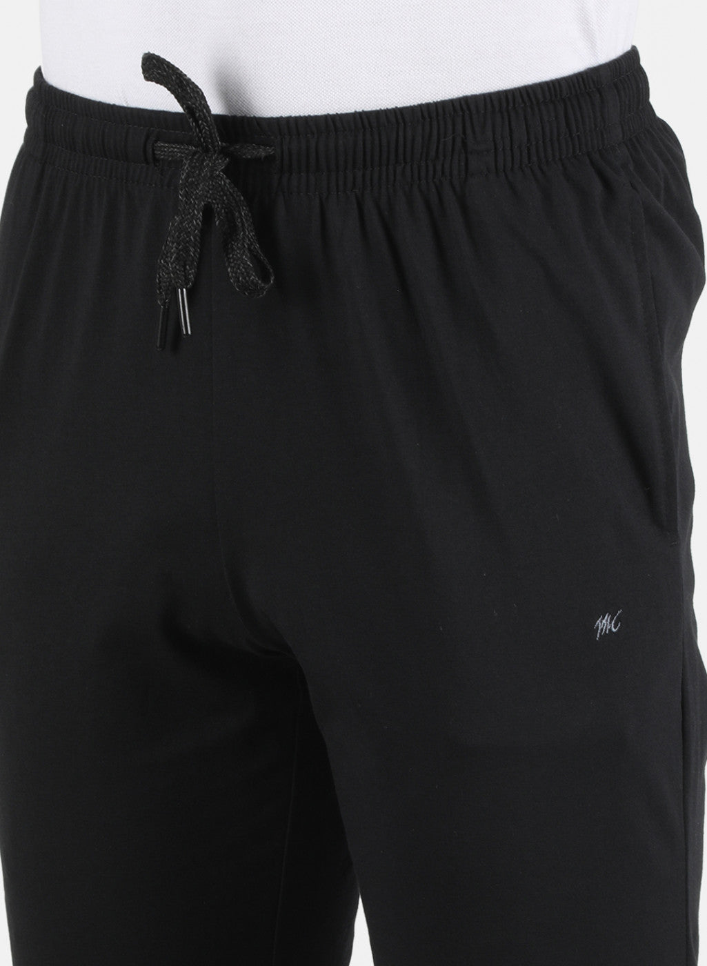 Men Black Plain Capri