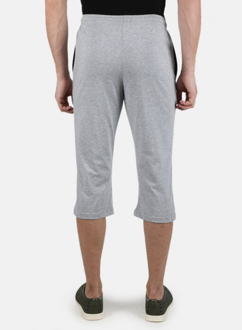Men Grey Plain Capri