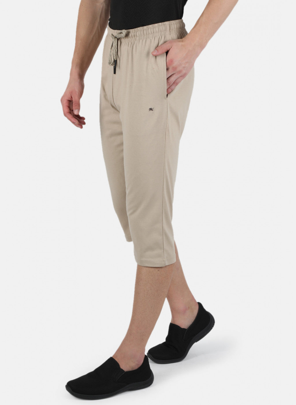 Men Beige Plain Capri