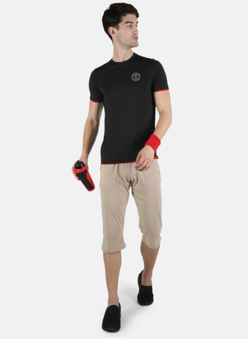 Men Beige Plain Capri