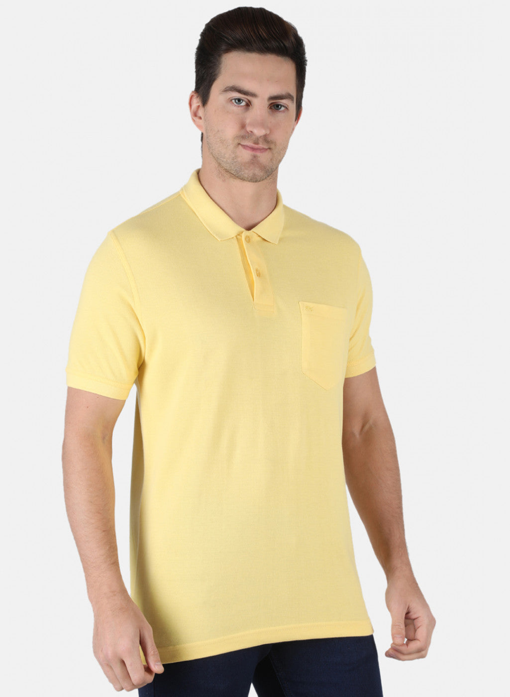 Men Yellow Plain T-Shirt