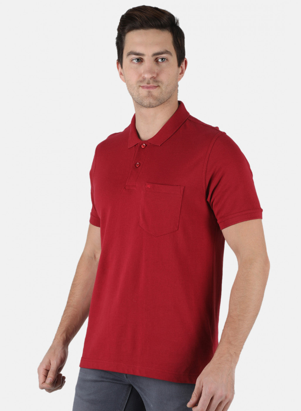 Men Maroon Plain T-Shirt