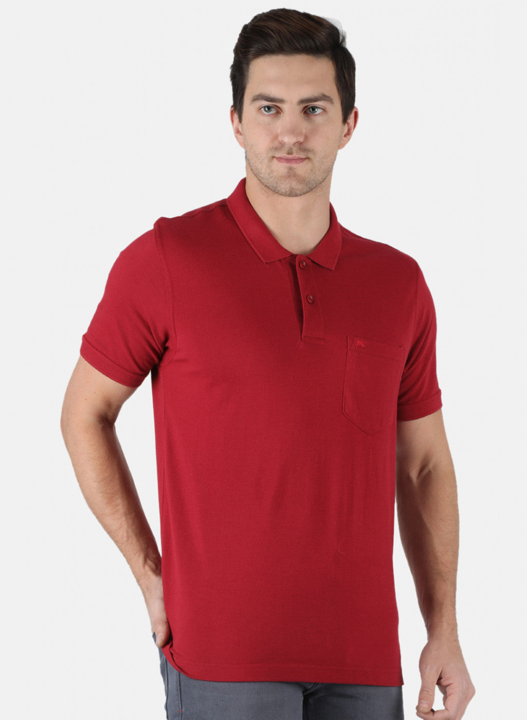 Men Maroon Plain T-Shirt