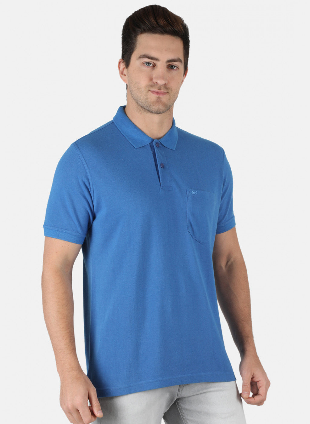 Men Blue Plain T-Shirt