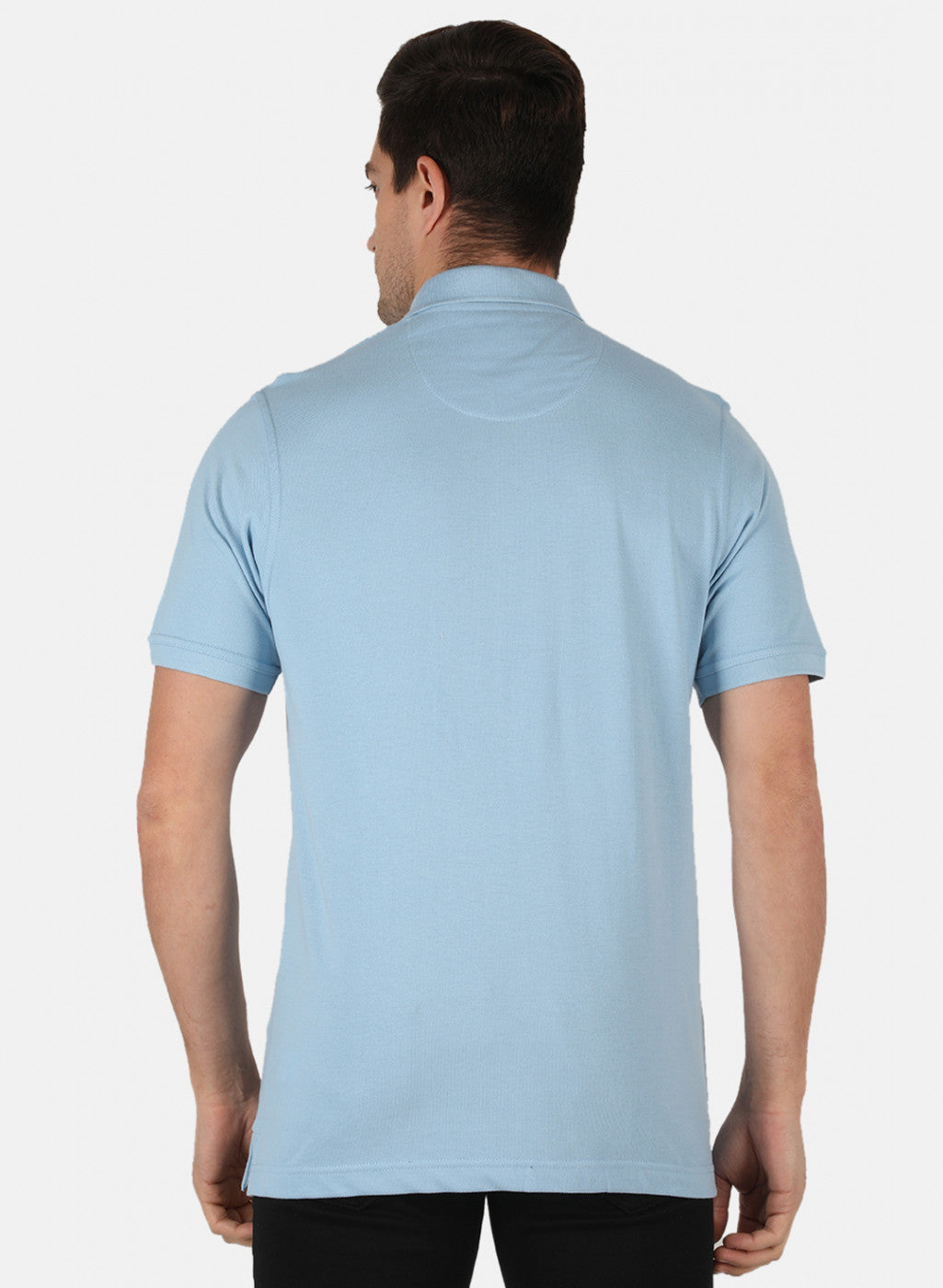 Men Sky Blue Plain T-Shirt