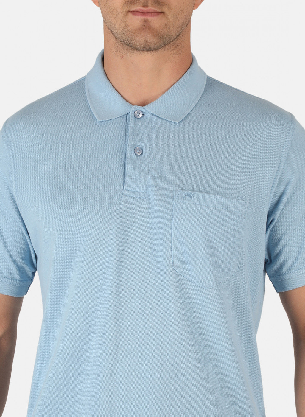 Men Sky Blue Plain T-Shirt