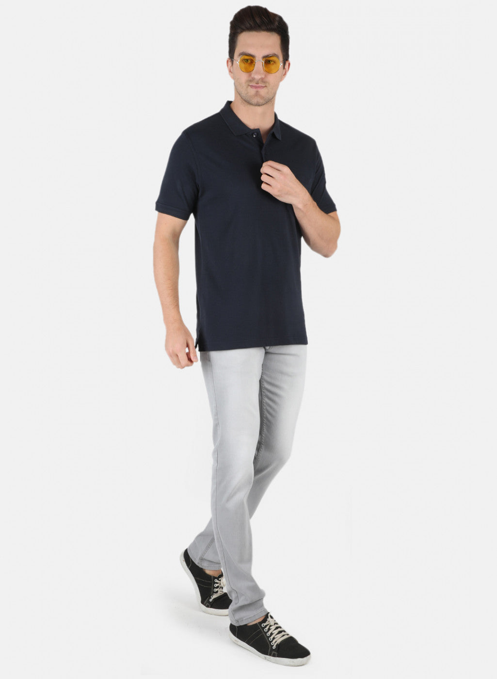 Men NAvy Blue Plain T-Shirt