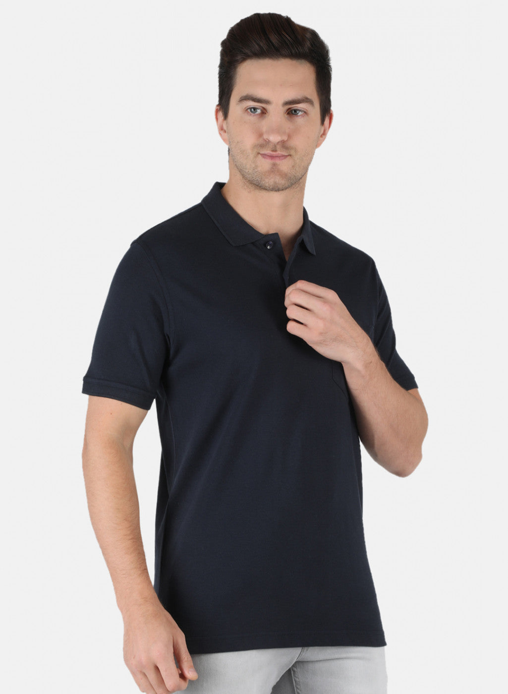 Men NAvy Blue Plain T-Shirt